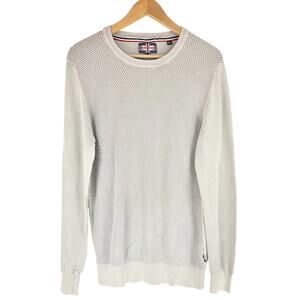 SOUL OF LONDON Men's Cotton Textured Knit Thin Sweater Light Gray Slim Fit Sz XL